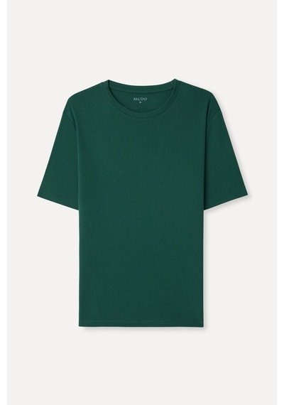 Mudo Erkek Erkek Yeşil Bisiklet Yaka T-shirt 1272573 Koyu Yeşil