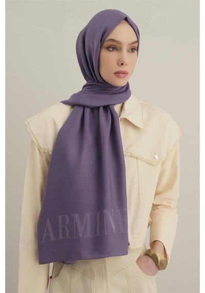 Armine Logo Drop Pamuk İpek Şal 2 Mor
