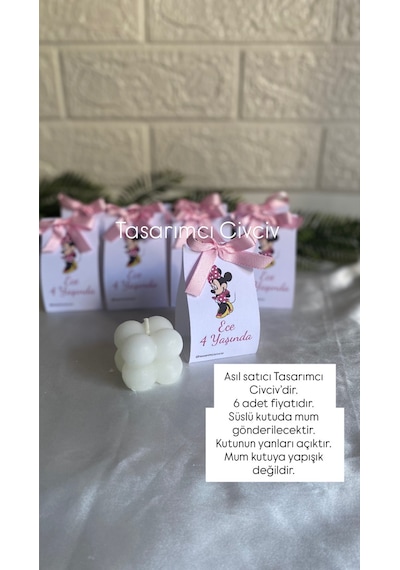 Bernami Biblo Pinterest Minnie Mouse Pembe Mum Hediyelik, Doğum Günü Bebek Hediyeliği 6 Adet