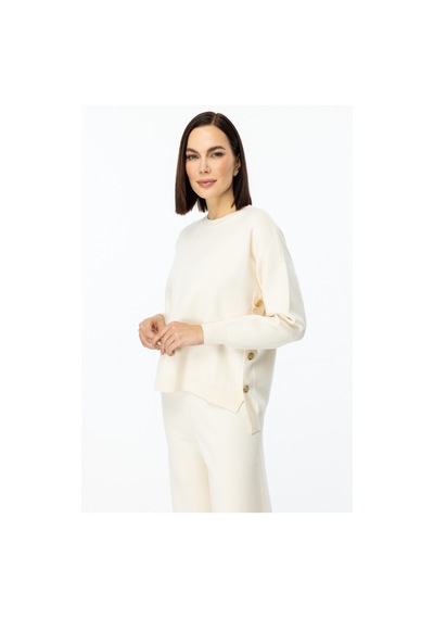 On Kadın Oversize Uzun Kol Minimalist Kazak - Günlük Kullanım İçin İdeal Krem