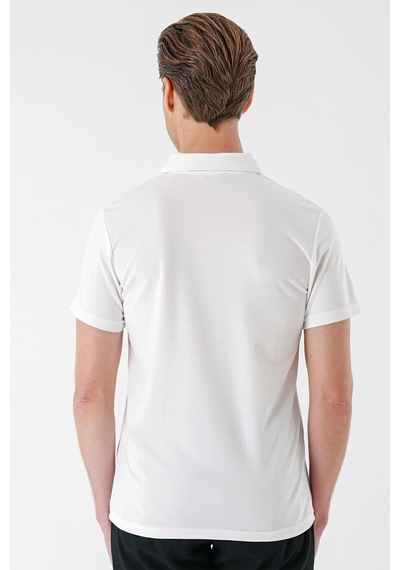 Efor Slim Fit Düğmeli Polo Yaka Pamuklu Beyaz Tişört Ts 879 Beyaz