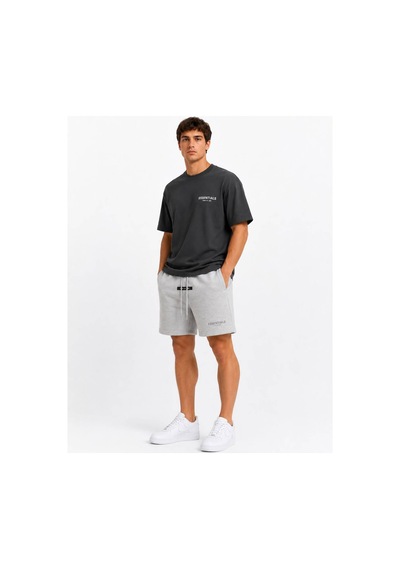 Hzr Wear Erkek Regular Fit Rahat Kesim %100 Pamuk Hafif Kalın Beli Bağcıklı Şort Gri