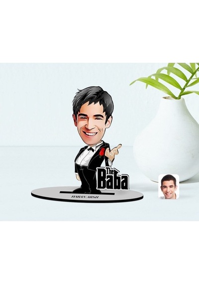 Kişiye Özel Godfather Baba Karikatürlü Ahşap Biblo Model-1