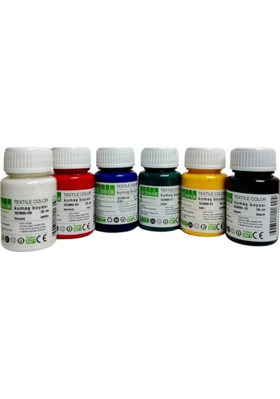 6 Renk 25ml Kumaş Boyası Sd946 Textile Color Çok Renkli