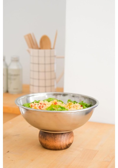 Ahşap Ayaklı Çelik 22 Cm Salata Kısır Meyve Sunum Kasesi Diğer