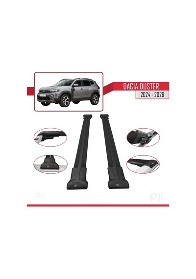 Dacia Duster 3 P1310 2024 Ve Sonrası İle Uyumlu Fly Model Ara Atkı Tavan Barı Siyah 2 Adet Diğer