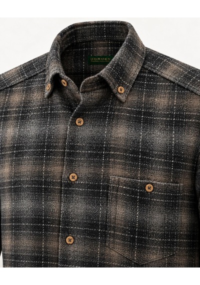 Classics Men Regular Fit Erkek Kışlık Hakiki Oduncu Gömleği Sütlü Kahve