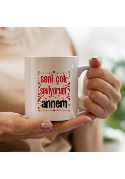 Anneler Günü Seni Seviyorum Annem Baskılı Kupa Bardak Hk2632