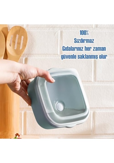 Ayrex Porsima 5317 Kilitli Sızdırmaz Kapaklı Hava Tahliye Contalı Çok Amaçlı 3lü Kare Erzak Yiyecek Saklama Kab Diğer