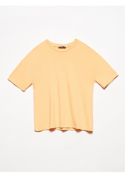 3683 Basic T-Shirt-Şeftali - 499683516 Turuncu