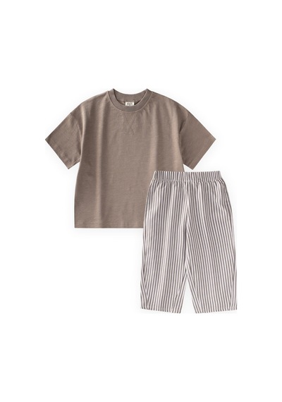 Cigit Oversize T-shirt Takım 2-10 Yaş Vizon