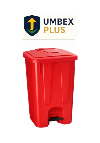 Plastik Pedallı Çöp Konteyneri 85 Litre Çöp Kovası - Isıya Dayanıklı Malzeme - Kırmızı