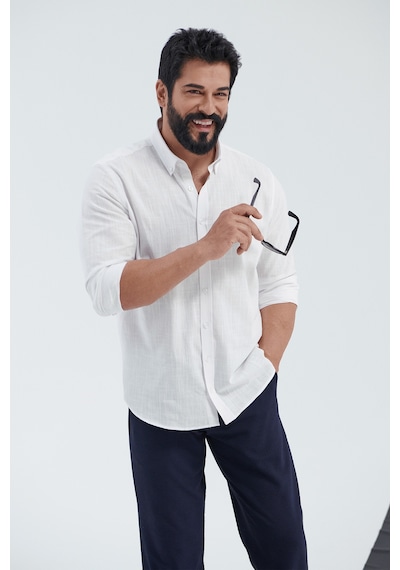 AC&Co / Altınyıldız Classics Erkek Lacı Slim Fit Dar Kesim Beli Bağlamalı Yan Cep Gofre Desenli Pantolon Lacivert