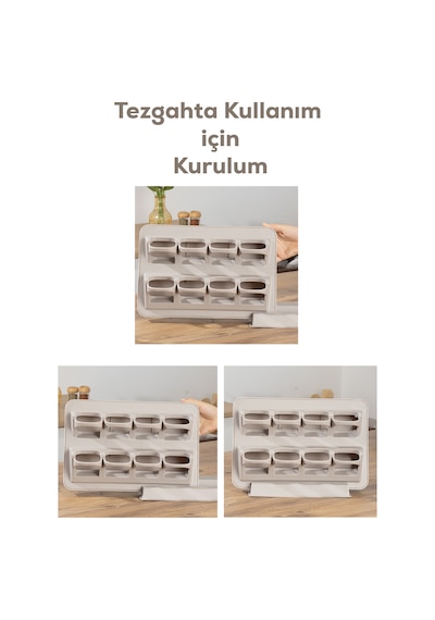 Porsima 1123 8'li Standlı Kaşıklı 360 Döner Kapaklı Baharatlık Cappuccino