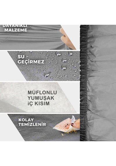 Guard Branda Citroen C3 Picasso Uyumlu Araca Özel Pvc Dikişsiz Miflonlu %100 Su Geçirmez 4 Mevsimlik Gri