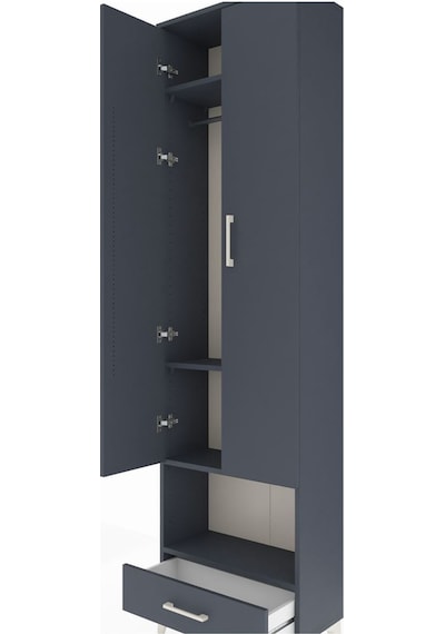 Arges Dolap 4 Raflı Tek Çekmeceli Tek Askılı 60x30x221 Antras... Antrasit