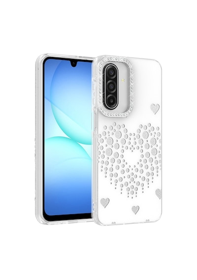 Maks Technology Samsung Galaxy Uyumlu A17 Kılıf Damla Taşlı Mkst Rivas Sert Pc Kapak - Beyaz
