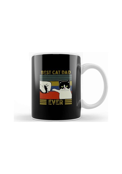 Best Cat Dad Ever Funny Cat Daddy Father Day Vintage 06 Kupa Bardak Porselen Karışık