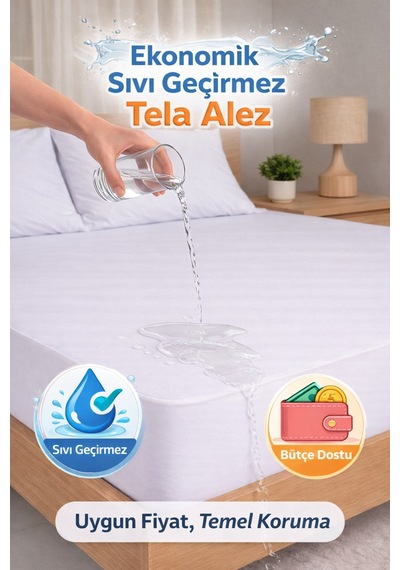 Ekonomik Tela Kumaş Fitted Sıvı Geçirmez Alez Beyaz