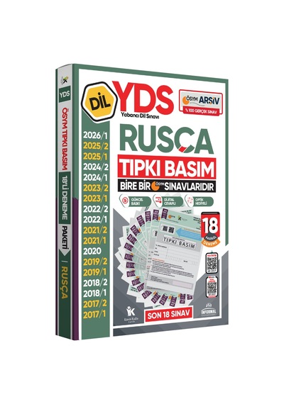 2026 YDS Rusça ÖSYM Tıpkı Basım Çıkmış Soru Deneme Paketi Dijital Çözümlü 18li Fasikül SETİ