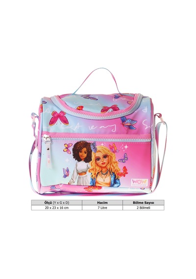 Wow Generation Kız Çocuk Butterfly Baskılı Isı Yalıtımlı Okul Beslenme Çantası Turkuaz - Pembe - W6076