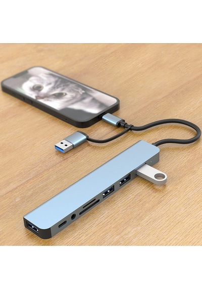 Plentiful 7 In 1 Usb Ve Type-c To Usb A + Type-c Usb 3.0 Çevirici Adaptör Çok Portlu Çoklayıcı Usb Hub