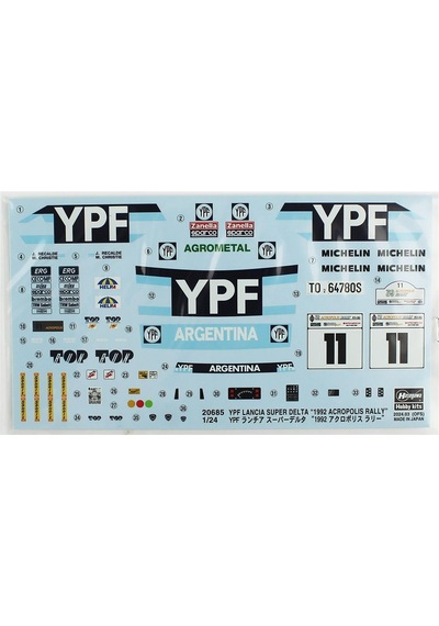 Hasegawa 20685 1/24 Ölçek, Ypf Lancia Super Delta 1992 Acropolis Rally , Limited Edition Yarış Aracı Plastik Model Kiti