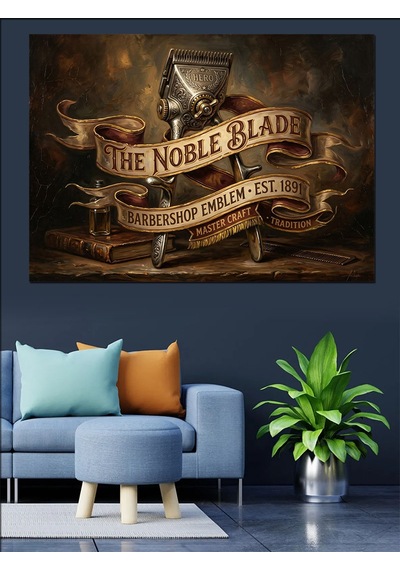 The Noble Blade Berber Usturası Dekoratif Kanvas - Mdf Ahşap Tablo