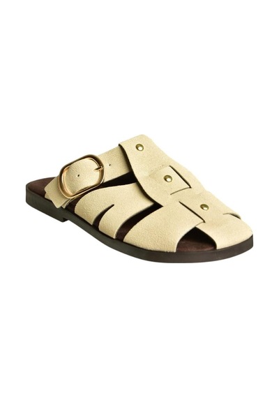 Fox Shoes U458334202 Bej Süet Önü Kapalı Kadın Terlik Bej-süet
