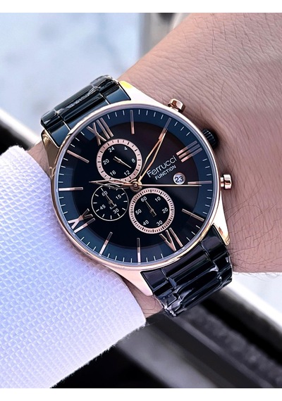 Ferrucci 2 Yıl Garantili Çelik Kordon İç Kadran Özellikleri Aktif 3 Atm Erkek Kol Saati Ef.14079.03 Rose Gold