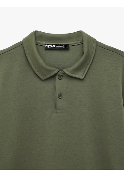 Koton Kısa Kollu Regular Fit Düğmeli Polo Yaka Tişört Yeşil 6sam10484mk