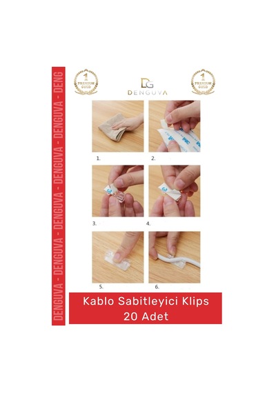 Klips Yapışkanlı Masaüstü Ofis Düzenleyici Pratik Güçlü Kablo Sabitleyici Klips Seti - 20 Adet Çok Renkli