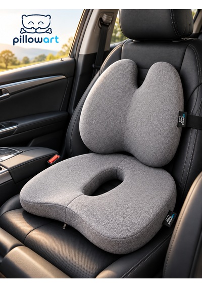 Pillowart Ortopedik Visco Minder 2 Li Set Ergonomik Sırt Bel Desteği Ve Kuyruk Sokumu Destekli Oturma Minderi