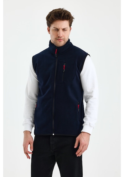 Monox Erkek Tam Fermuarlı Spor Polar Yelek Lacivert