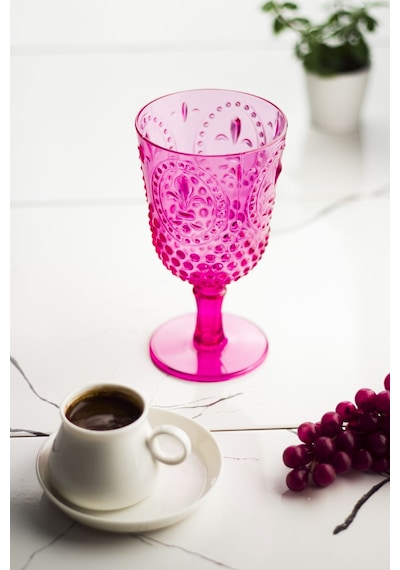Akrilik Tekli Kadeh & Su Meşrubat Kahve Yanı Bardağı Pembe 450 ML ( Cam Değildir )