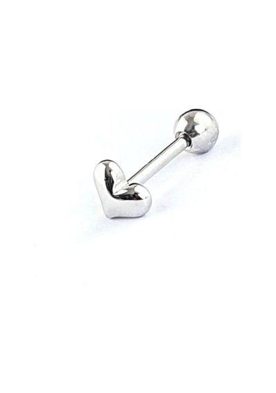 Kalp Figürlü 925ayar Gümüş Tragus Helix Kikirdak Piercing Gümüş