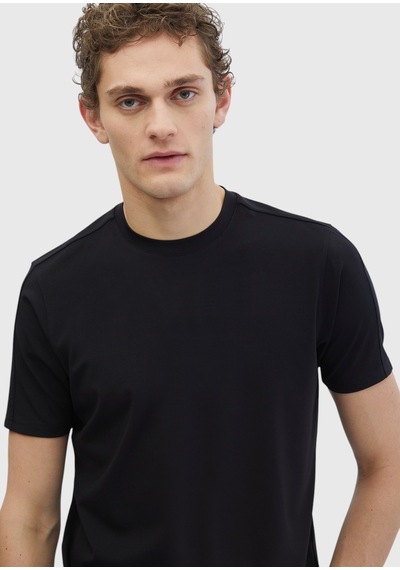 Ramsey Siyah Düz Bisiklet Yaka T-shirt Siyah