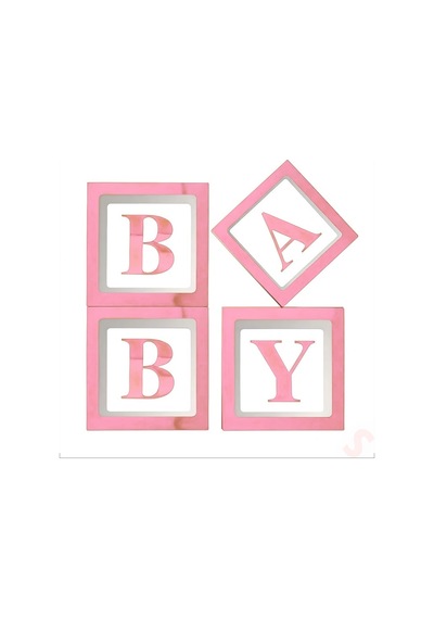 Baby Yazılı Şeffaf Balon Kutusu, 30cm X 4 Adetli Set - Pembe