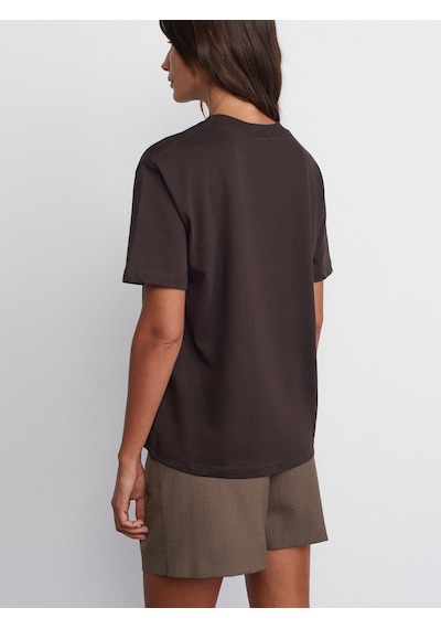 Dilvin Dekoratif Dikişli Bisiklet Yaka Tshirt 101a30312 Koyu Kahve Koyu Kahverengi