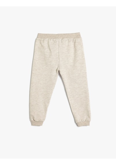 Koton Jogger Eşofman Altı Şardonlu Baskı Detaylı Beli Lastikli Bej 5wmg40068ak Ekru
