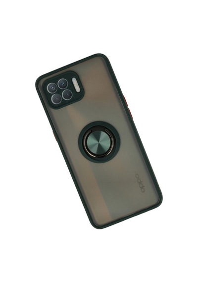 Oppo Reno 4 Lite Kılıf Montreal Yüzüklü Silikon Kapak - Yeşil Çokrenkli