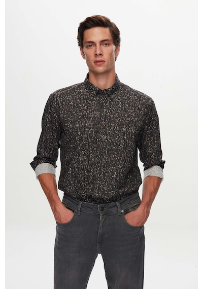 Twn Slim Fit Haki Baskılı Gömlek 3ec0221212591 Haki