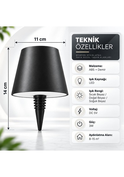 Şişe Tipi Led Masa Lambası Şişe Dahil Değildir , 3 Işık Seçenekli Dokunmatik Dekoratif Aydınlatma, Usb Şarjlı Kablosuz Masa Lambası, Led-l200 Diğer 12781495