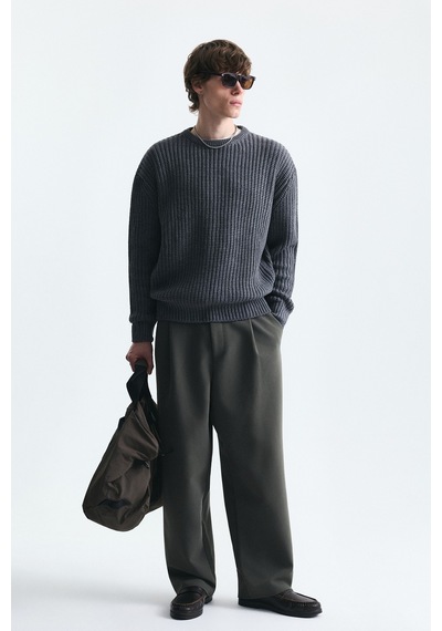 Vamos Oversize Basic Triko Kazak Orta Grimelanj