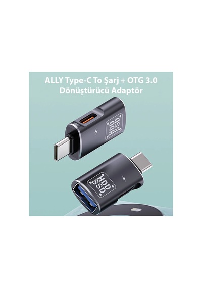 Ally Type-c To Şarj + Otg 3.0 Dönüştürücü Adaptör- 5775 - Karbul6610-3637 Siyah