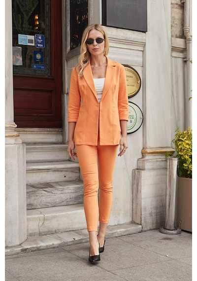 Jument Kapri Truvakar Kol Süs Cepli Kopçalı Likralı Kumaş Ofis Stili Blazer Ceket-mango