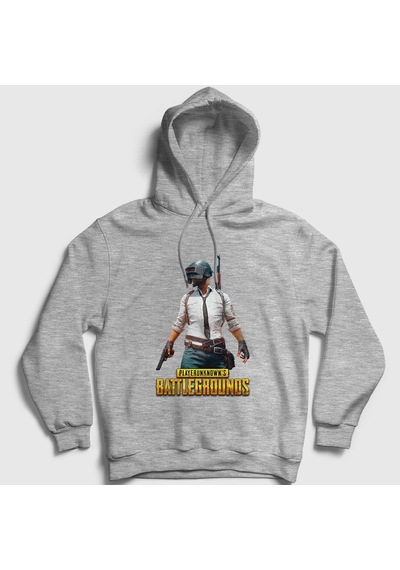 Presmono Unisex Cover Pubg Kapüşonlu Sweatshirt Gri Melanj