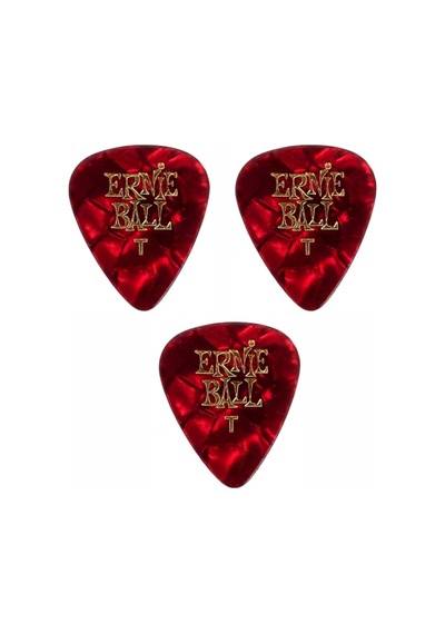 Ernie Ball P09164 Pearloid Thin Kırmızı Gitar Pena 3 Adet 0,46mm
