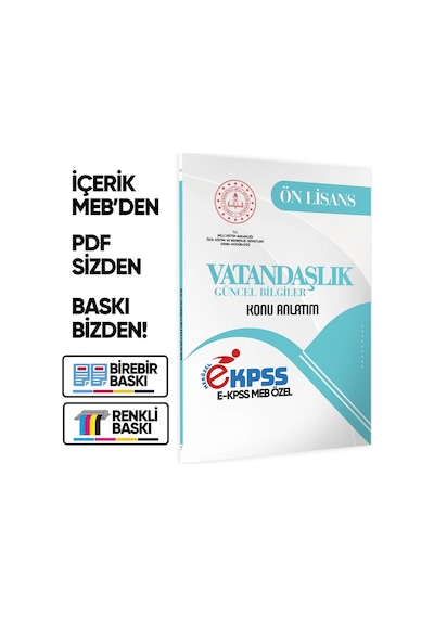 2026 MEB Özel EKPSS Önlisans-Ortaöğretim VATANDAŞLIK-Güncel Bilgiler Kitabı(A4 Boyut)BASKI ÜCRETİ
