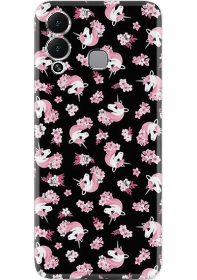 Infinix Hot 12 Play Kılıf Resimli Desenli Baskılı Silikon Unicorn Flowers 1406